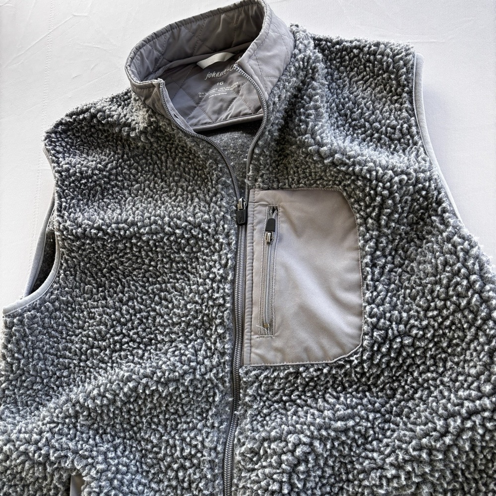 Johnnie O Fleece Vest Mens Large Grey Full Zip Lined Pockets Pacific